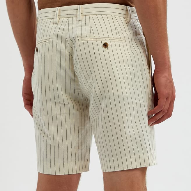 Ecru Milo Striped Linen Blend Shorts - BrandAlley