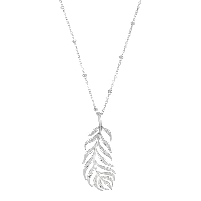Silver Long Angel Feather Pendant - BrandAlley