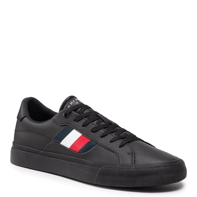 Black Stripe Leather Trainers - BrandAlley