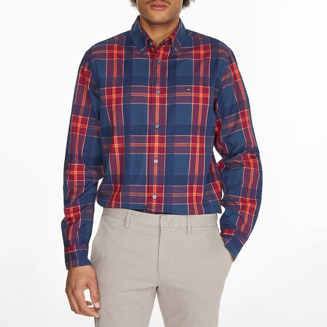 Blue/Red Flannel Oxford Check Shirt - BrandAlley