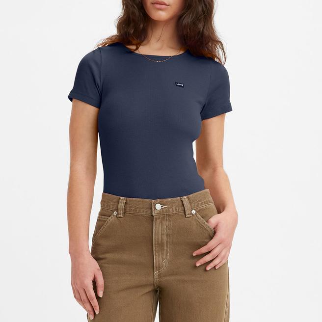 Navy Honey Cotton Blend T-Shirt - BrandAlley