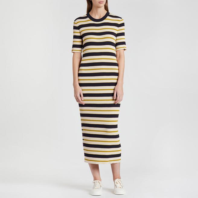 Navy Stripe Cotton Knitted Dress BrandAlley