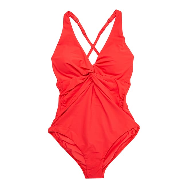 Red Twist Front Swimsuit - BrandAlley