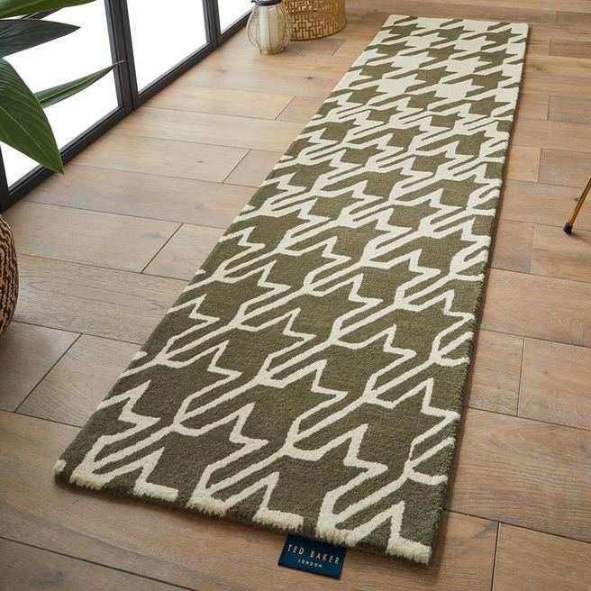 67x230cm Runner Rug, Houndstooth Grey BrandAlley
