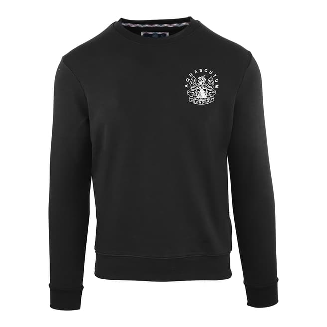 Black Crest Logo Cotton Sweatshirt - BrandAlley