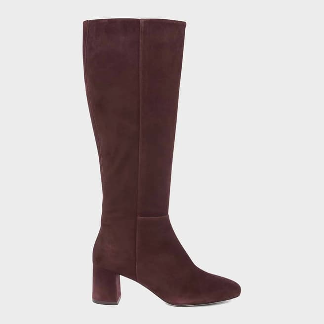 Burgundy Imogen Long Leather Boots - BrandAlley