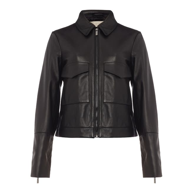 Black Elise Leather Jacket - BrandAlley