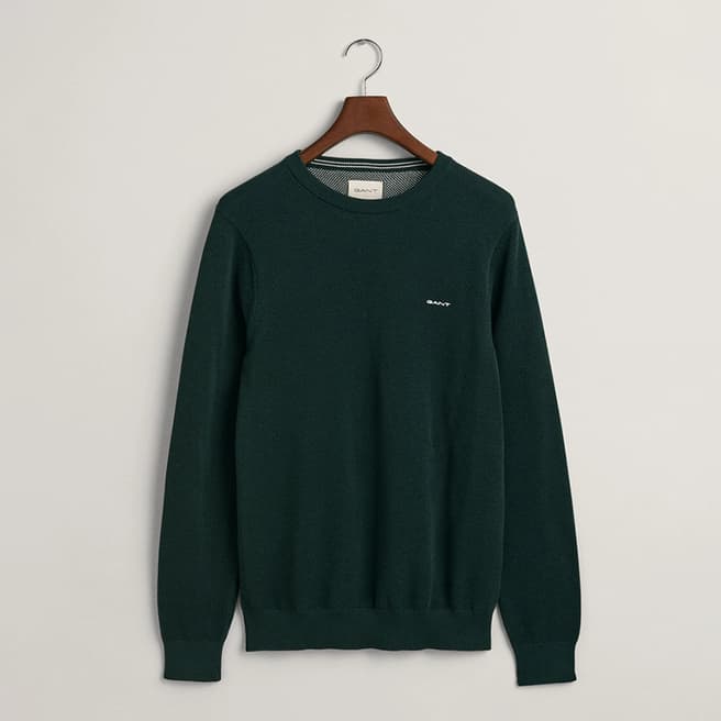 Dark Green Pique Cotton Sweatshirt - BrandAlley