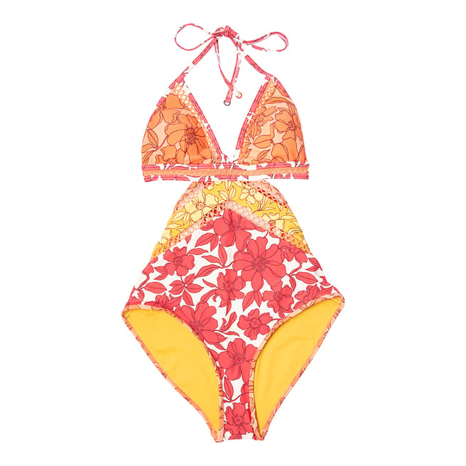 Coral Hannah Floral Print Swimsuit - BrandAlley
