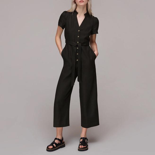Black Emmie Linen Jumpsuit BrandAlley