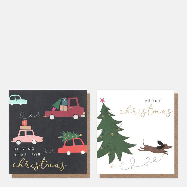 Set Of 16 Cars & Sausage Dog Charity Christmas Cards BrandAlley