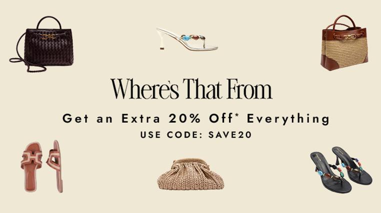 EXTRA 20% OFF! Where's That From: Footwear & Accessories