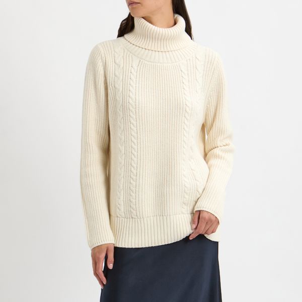 Polo Neck Cable Knit Black Large BrandAlley