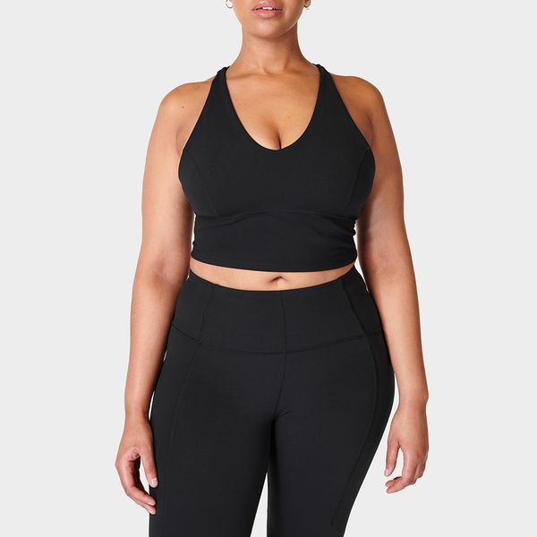 Black Super Soft Crop Strappy Back Workout Tank BrandAlley