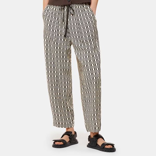 Black Optical Rope Cropped Trousers BrandAlley