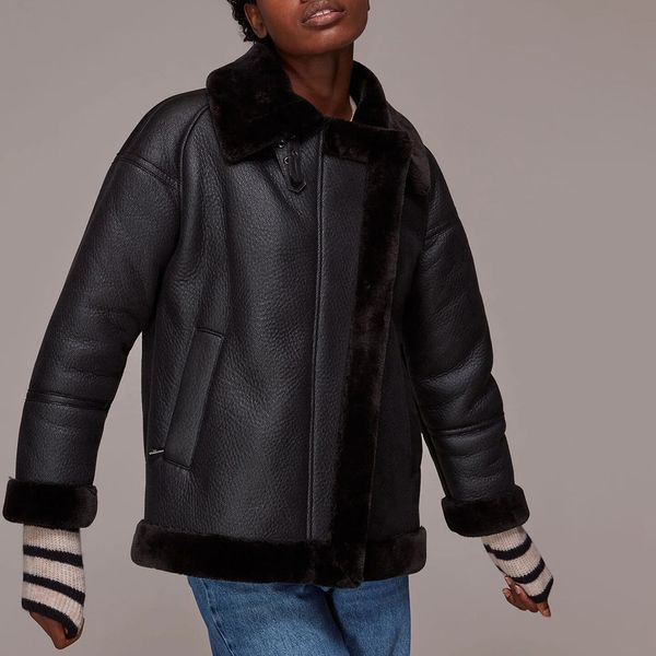 Whistles longline faux fur biker hotsell