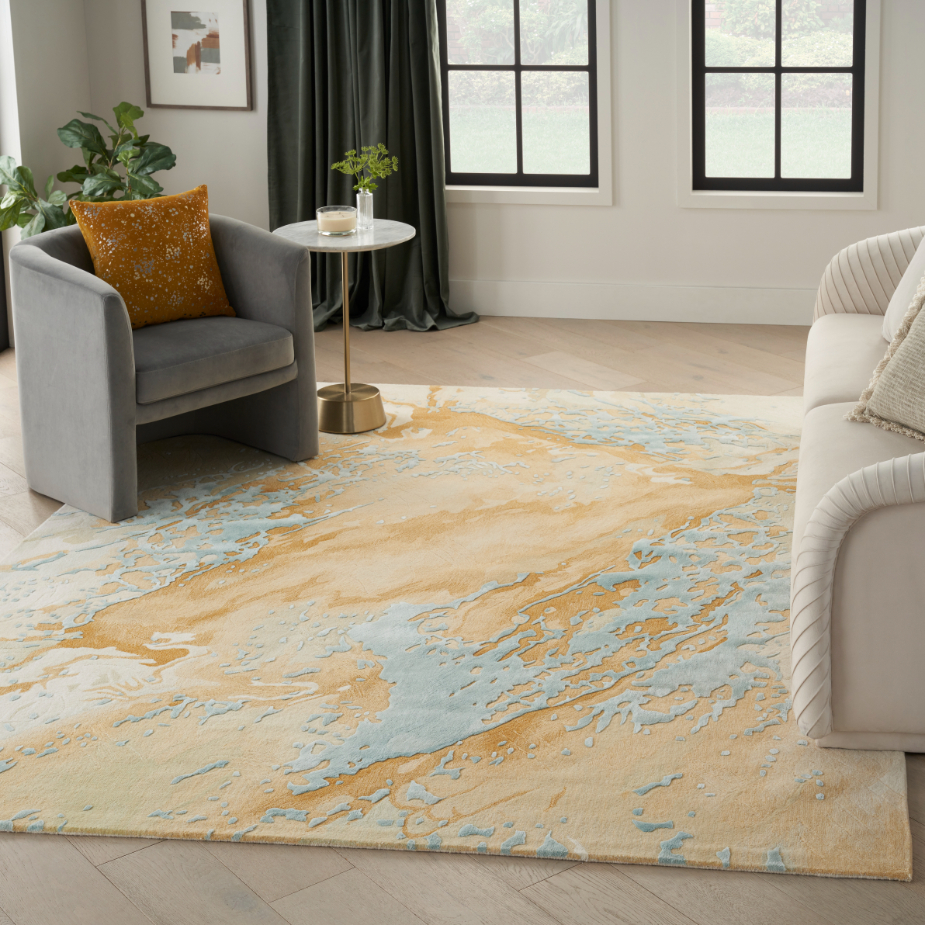 Nourison    Black Prismatic - Sand Blue - 297Cm X 236Cm in Size 297cm, BrandAlley