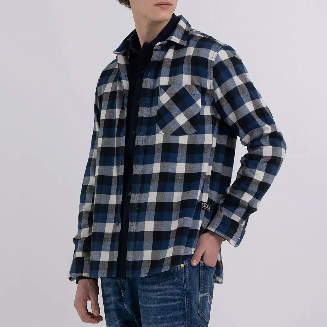 Navy Check Flannel Shirt