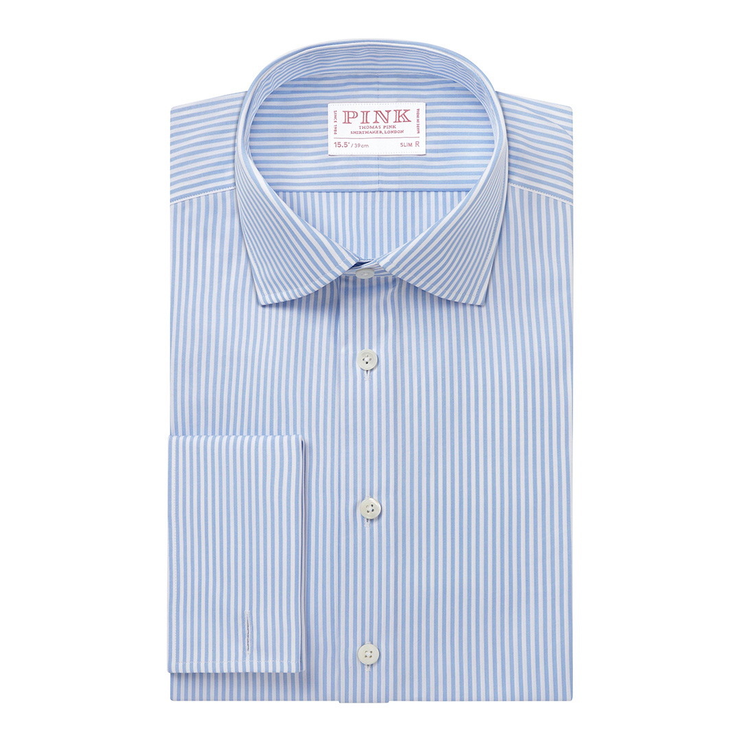 Blue Slim Fit Poplin Cotton Shirt