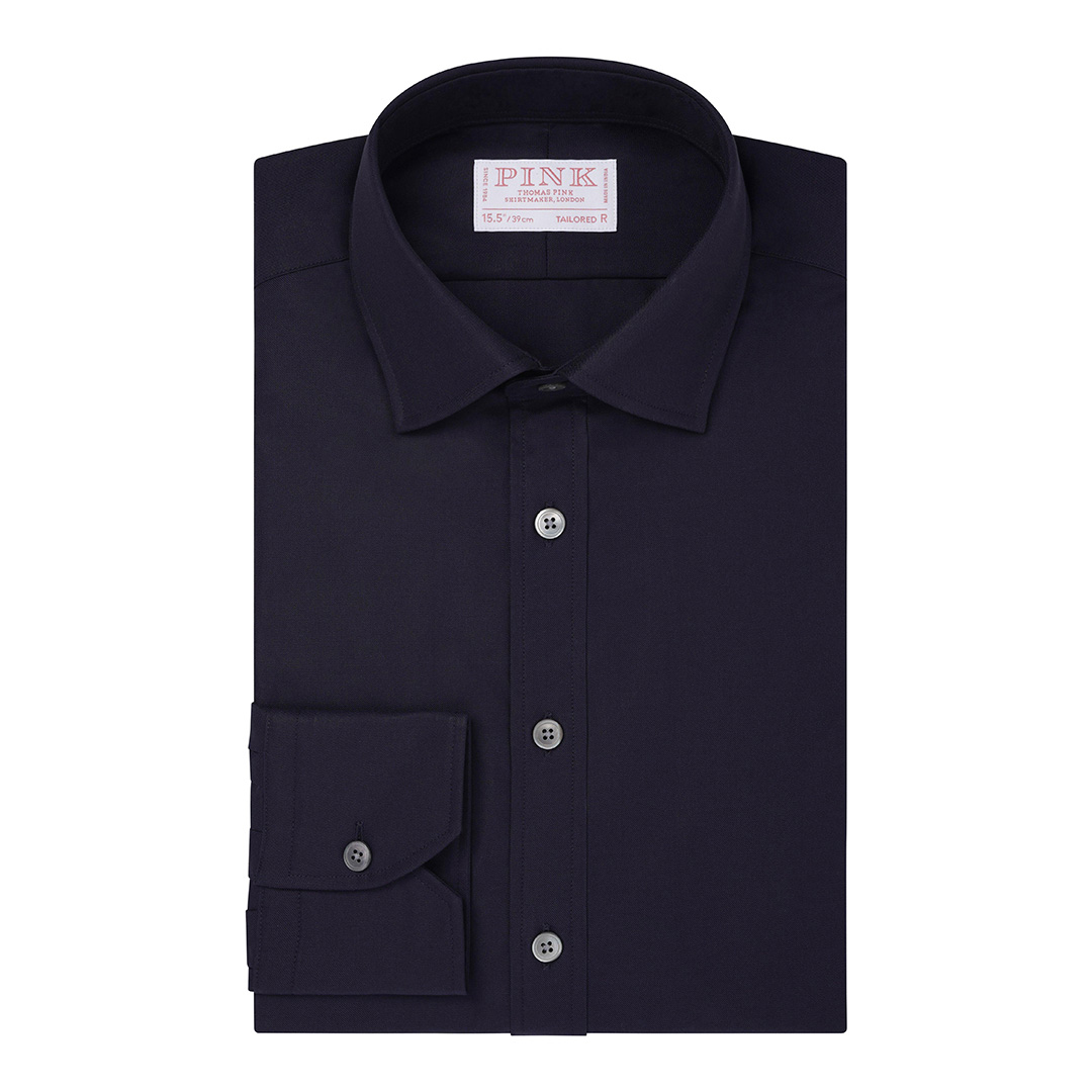 Blue Tailored Fit Twill Cotton Shirt