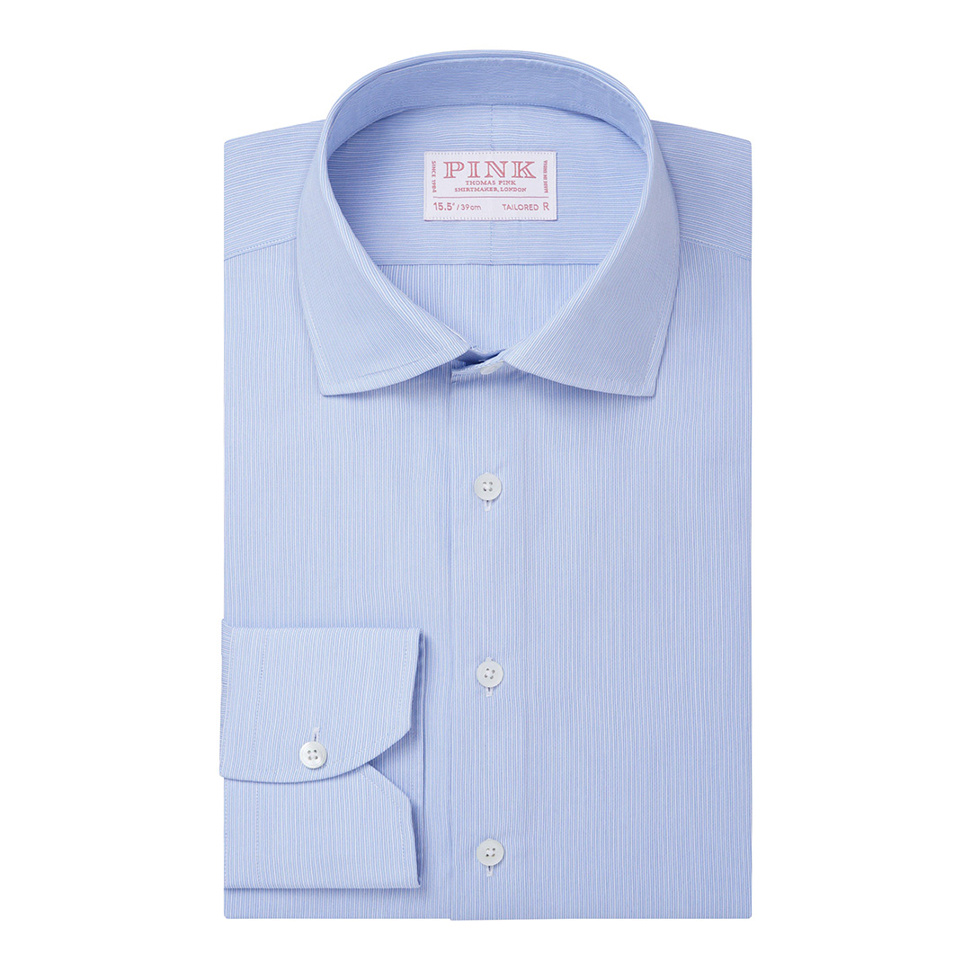 Blue Fine Stripe Tailored Fit Cotton Shirt