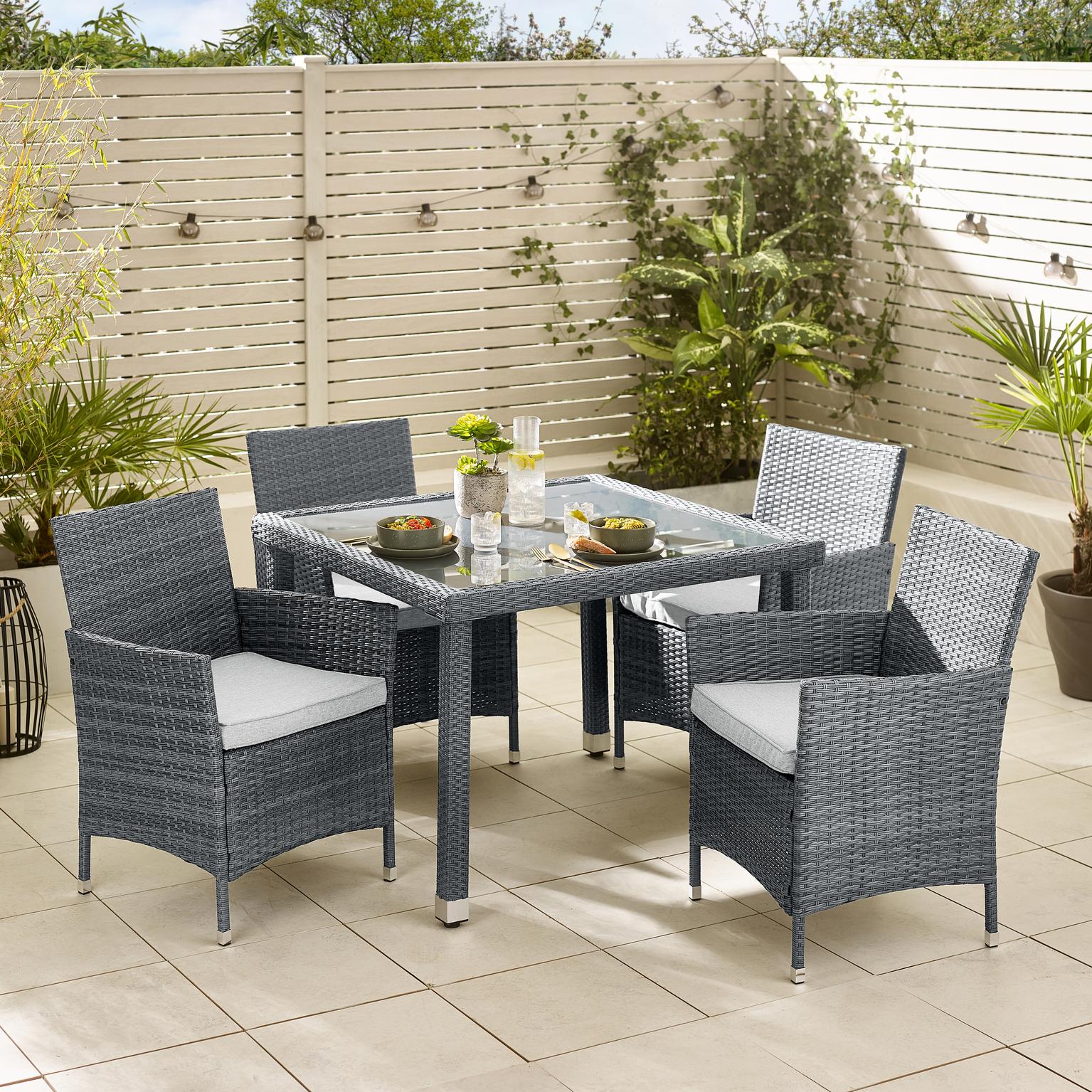 Barbados Outdoor Dining Set 4 Seat Grey