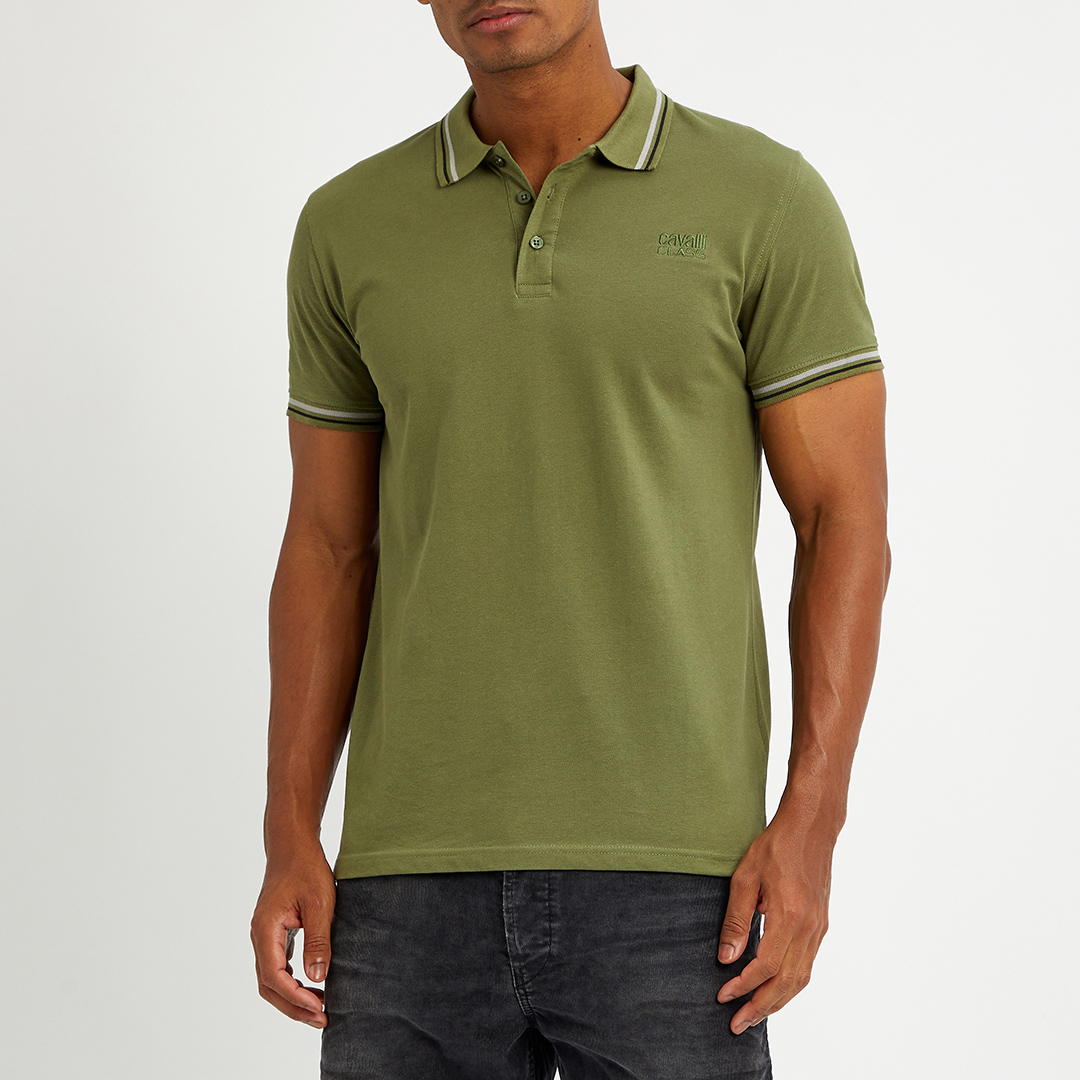 Khaki Small Embroidered Polo Top