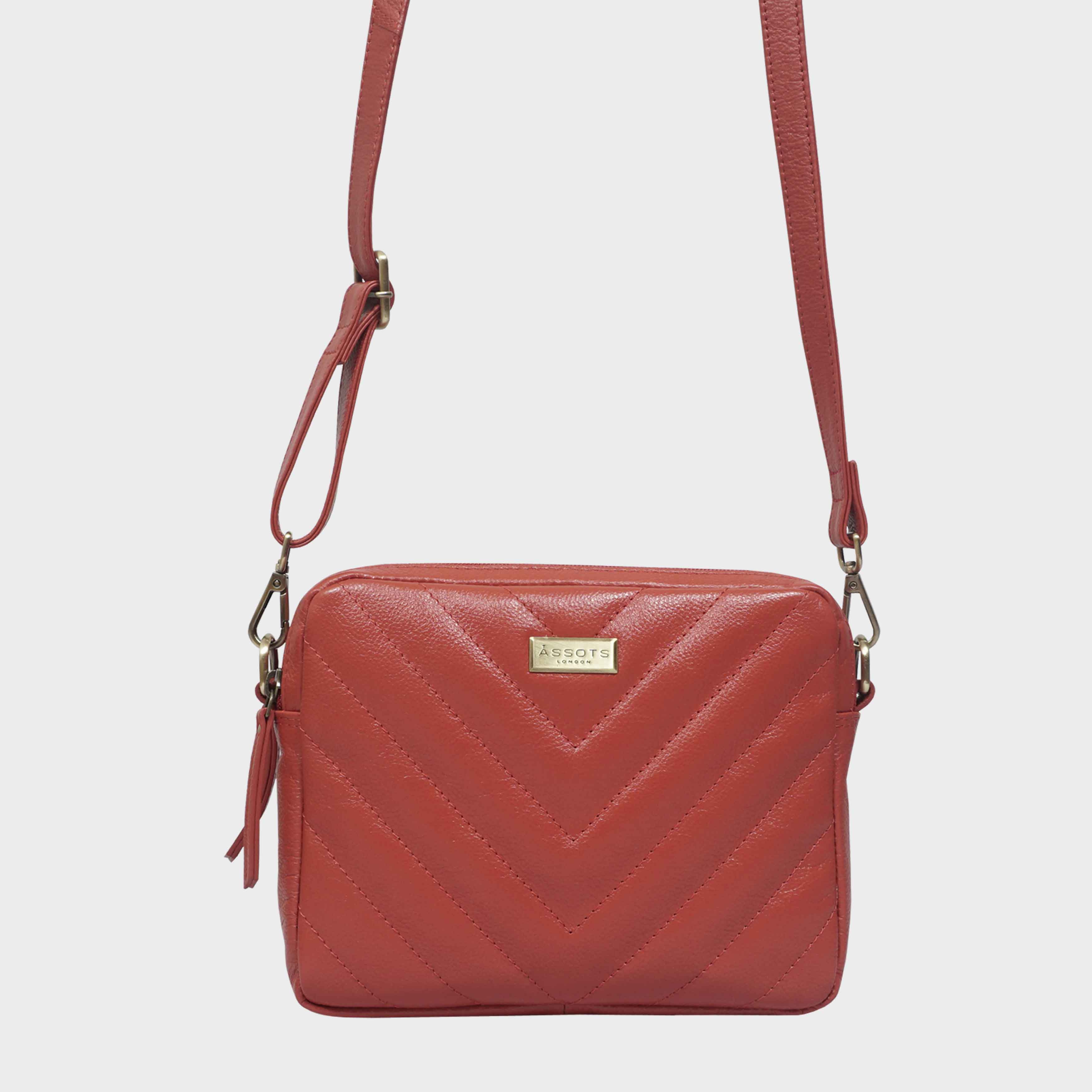 ‘IRIS’ Quilted Soft Pebble Grain Leather Crossbody Bag