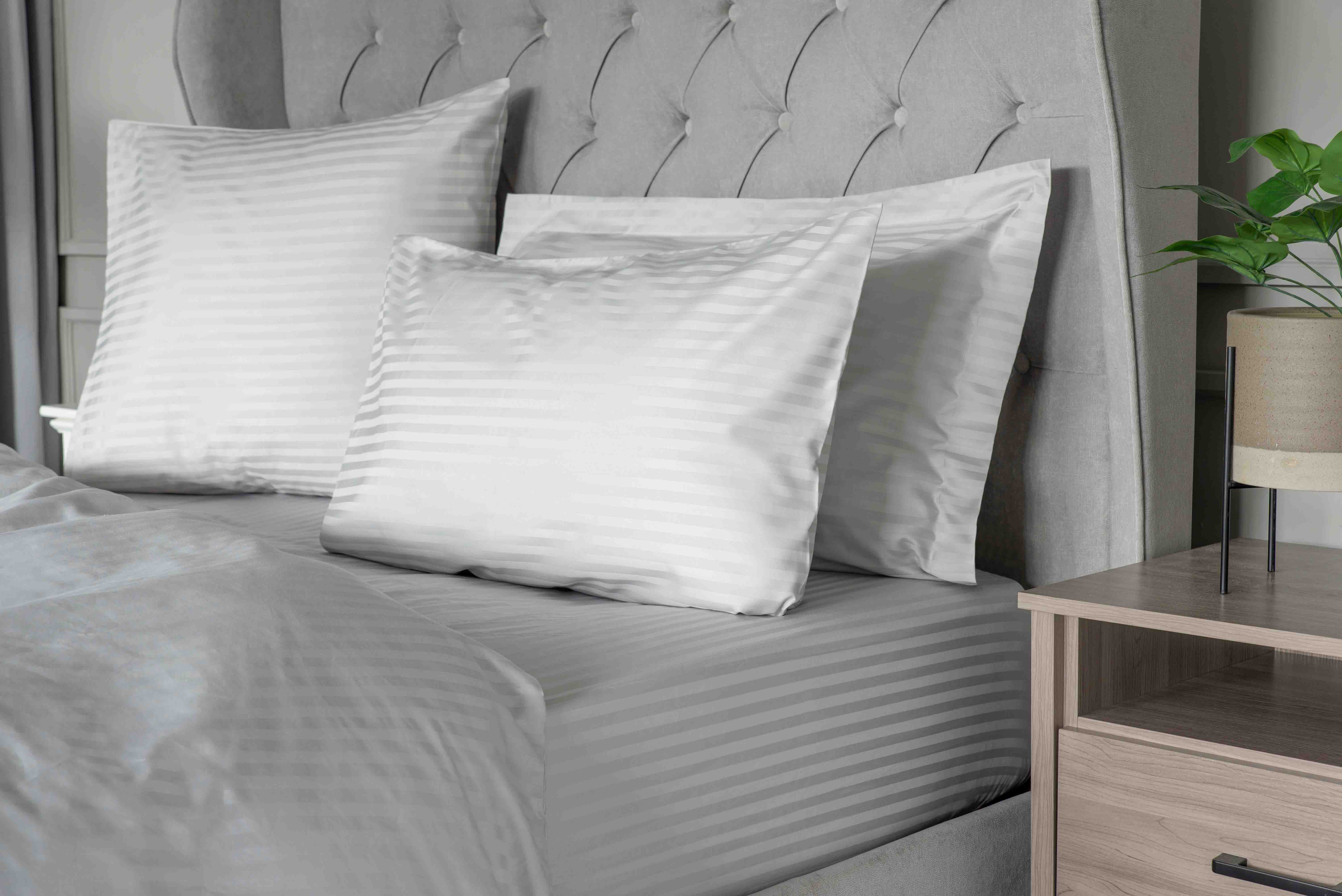 Belledorm    Platinium 540Tc Hotel Suite Satin Stripe 15" Fitted Sheet Superking Platinum in Size Superking, BrandAlley