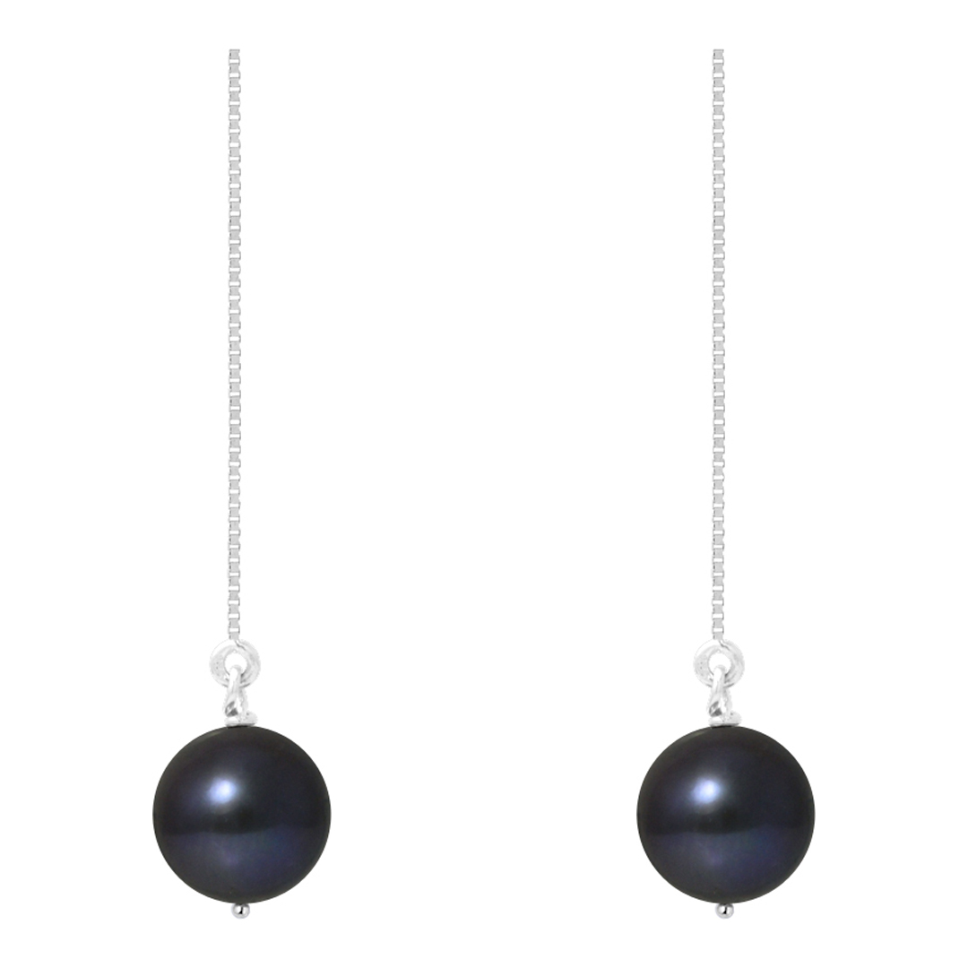 Black Tahitian Style Silver Freshwater Pearl Earrings