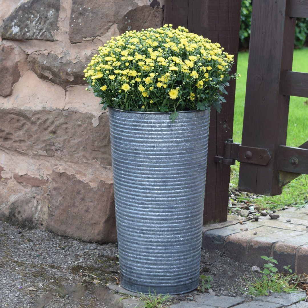 Ribbed Galvanised Vase