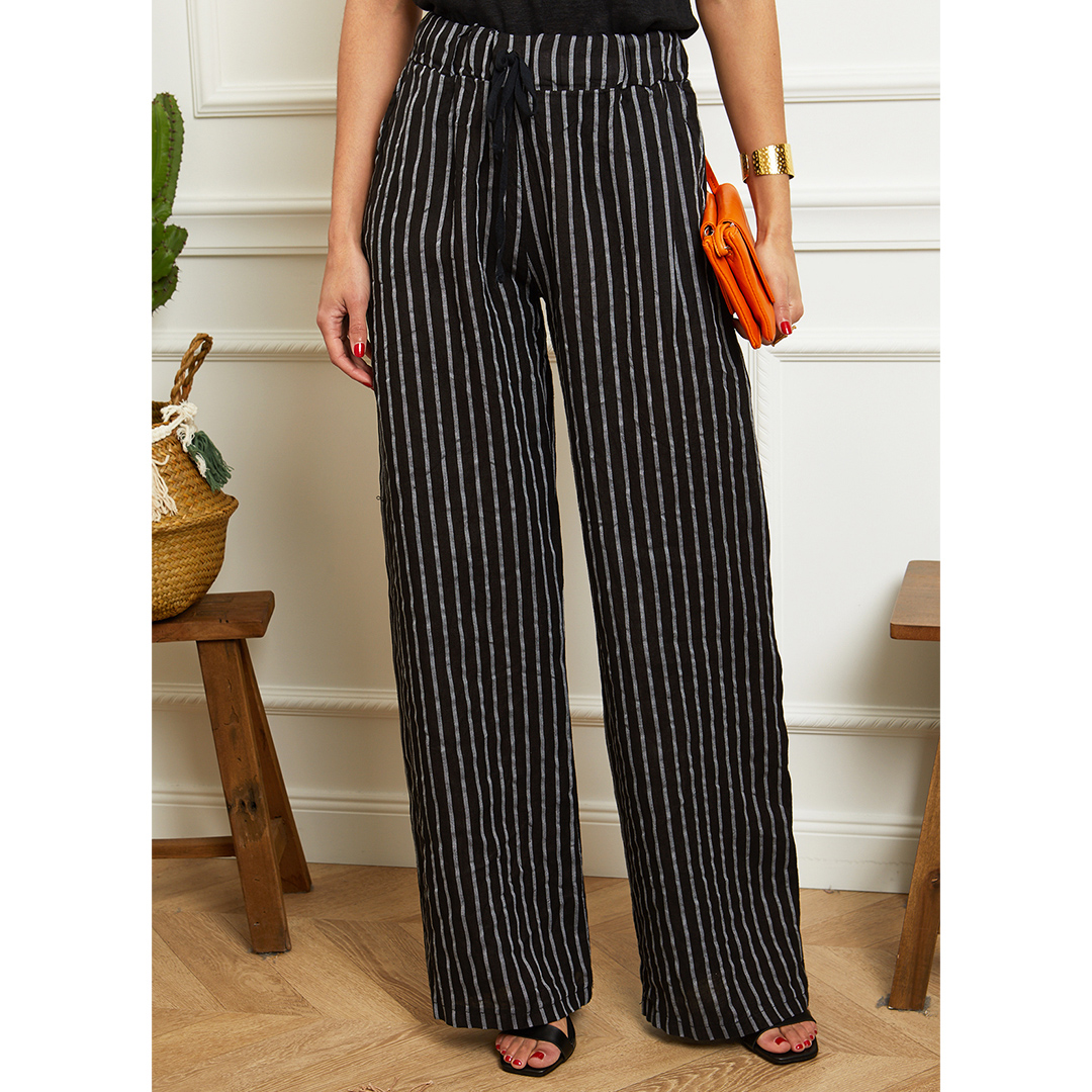 Black Linen Trouser - LE MONDE DU LIN - Modalova