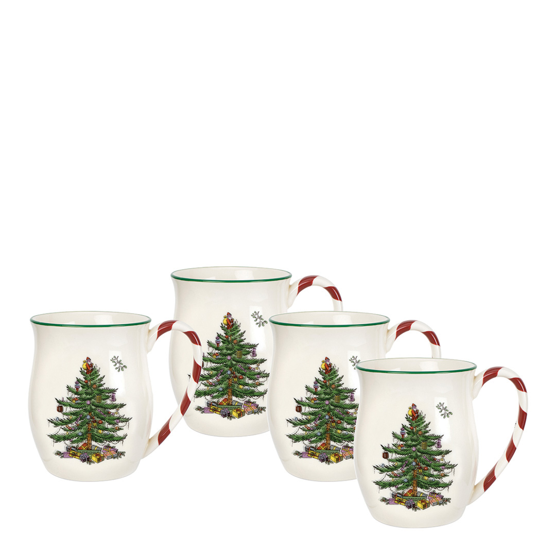 Spode      Christmas Tree Mugs With Peppermint Handles in Size Set of 4, BrandAlley