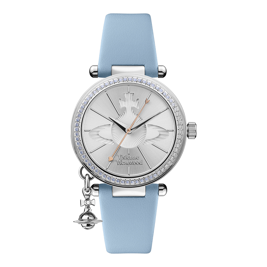 Vivienne Westwood Women's   Blue Orb Pastelle Quartz Watch With Silver Dial & Leather Strap , BrandAlley