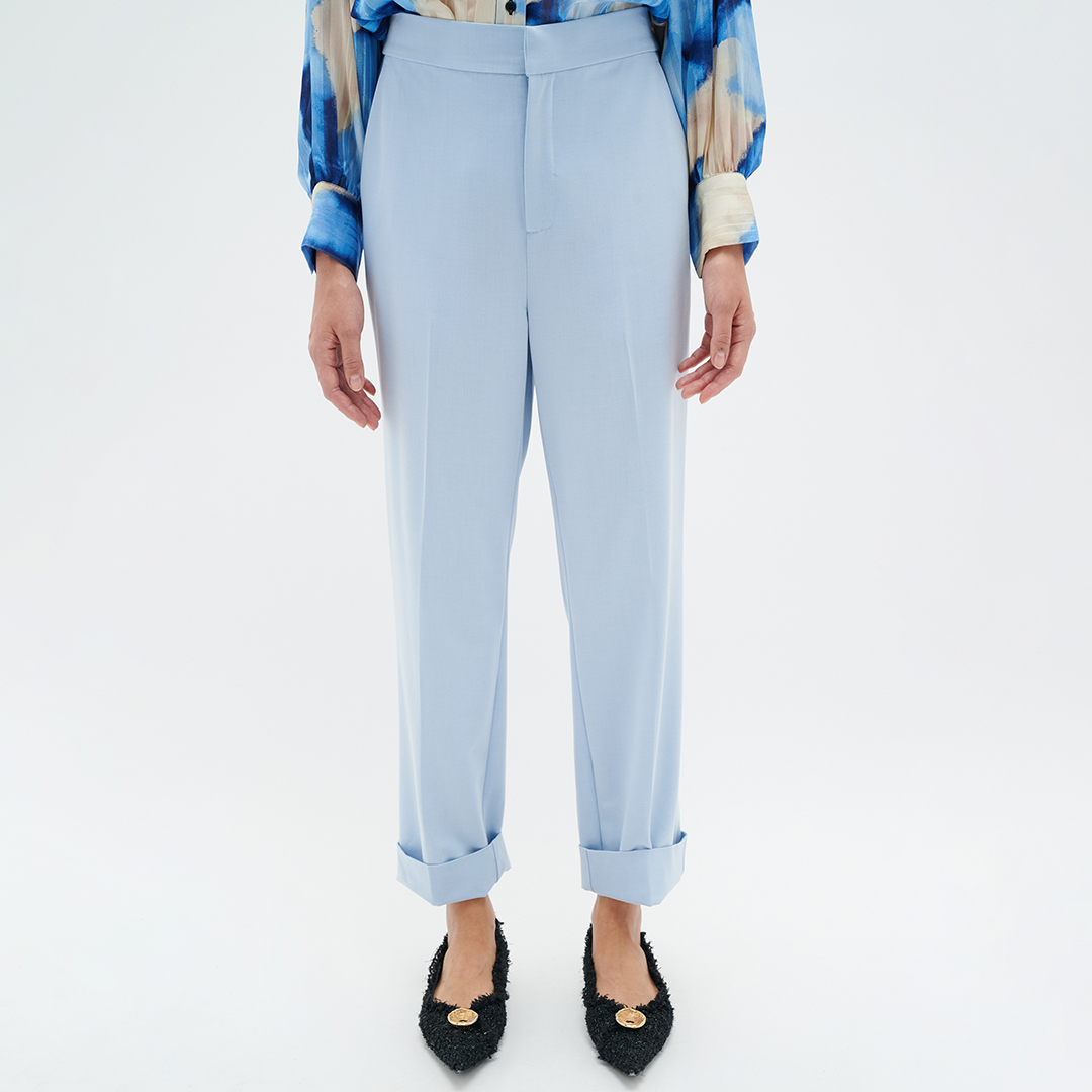 Blue Naxa Turn-up Trousers