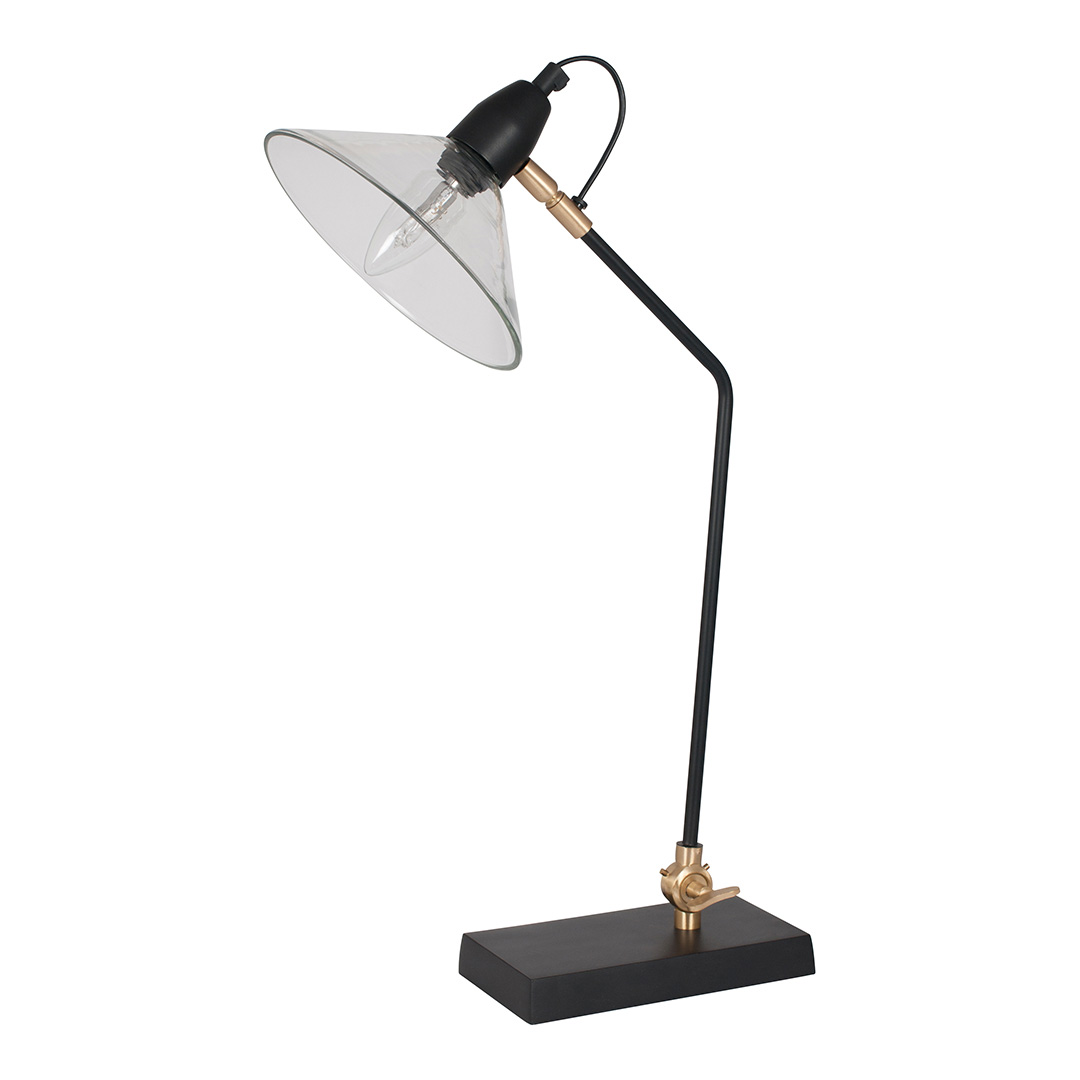 Pacific   Canton Matt Black Metal and Glass Cone Table Lamp in Size 14, BrandAlley
