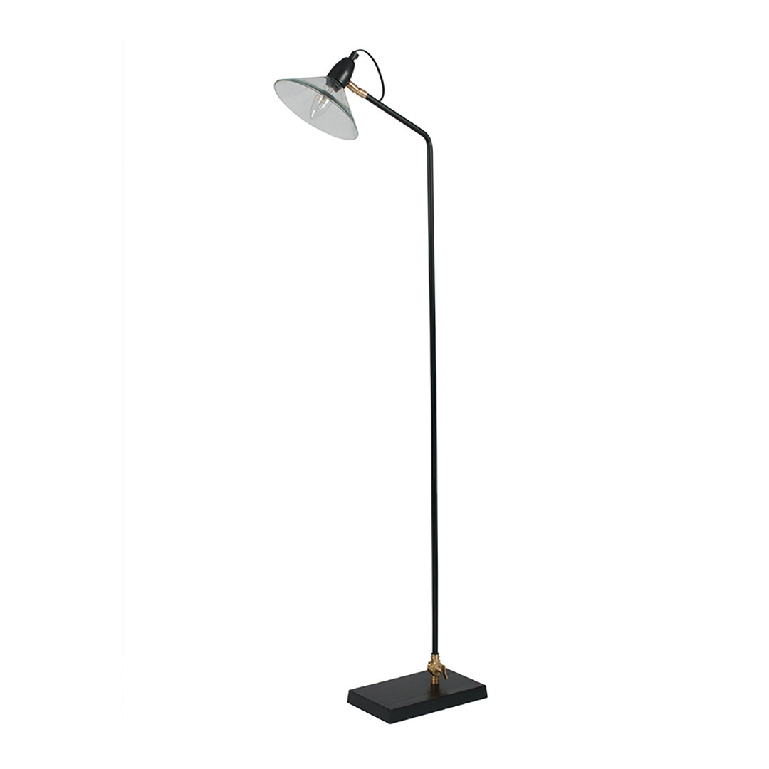 Pacific     Canton Glass Black Metal And Brass Task Floor Lamp in Size 14, BrandAlley