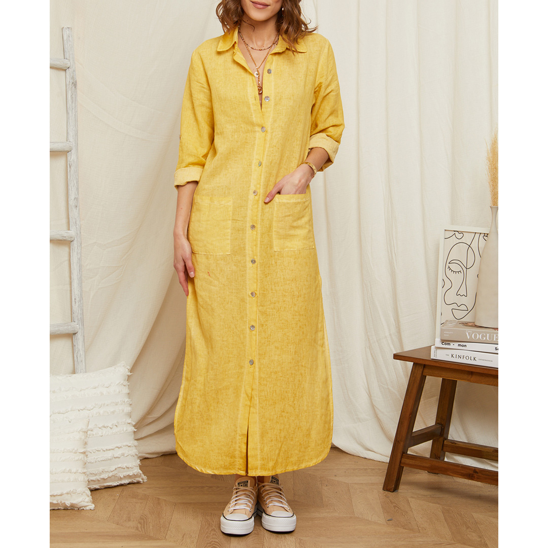 Yellow Long Linen Dress