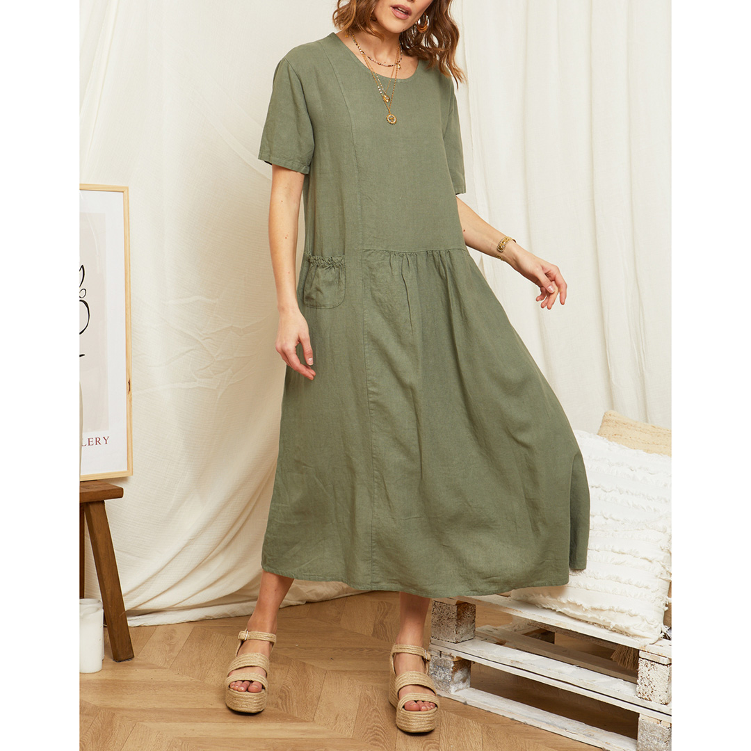 Green Linen Dress