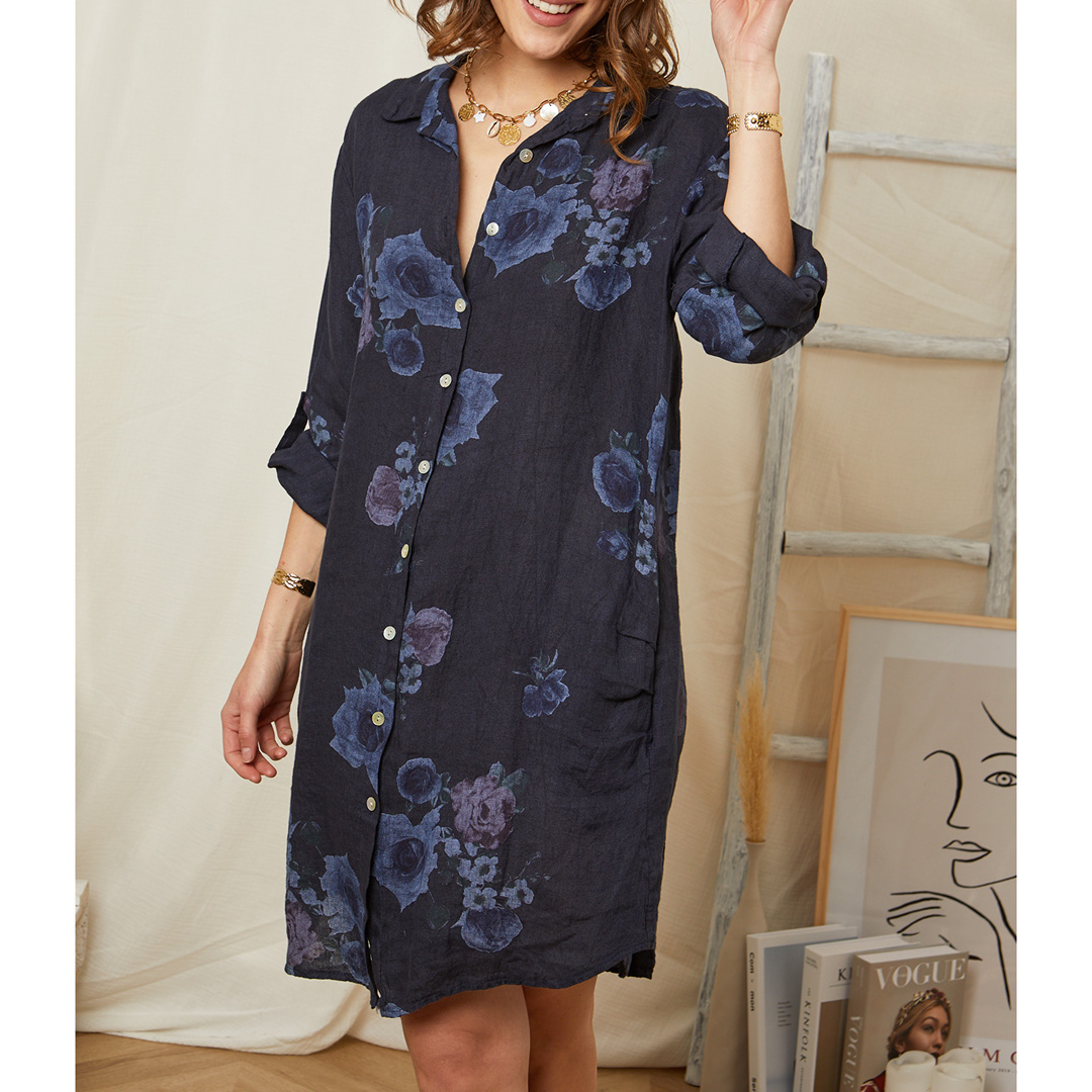 Navy Printed Dress