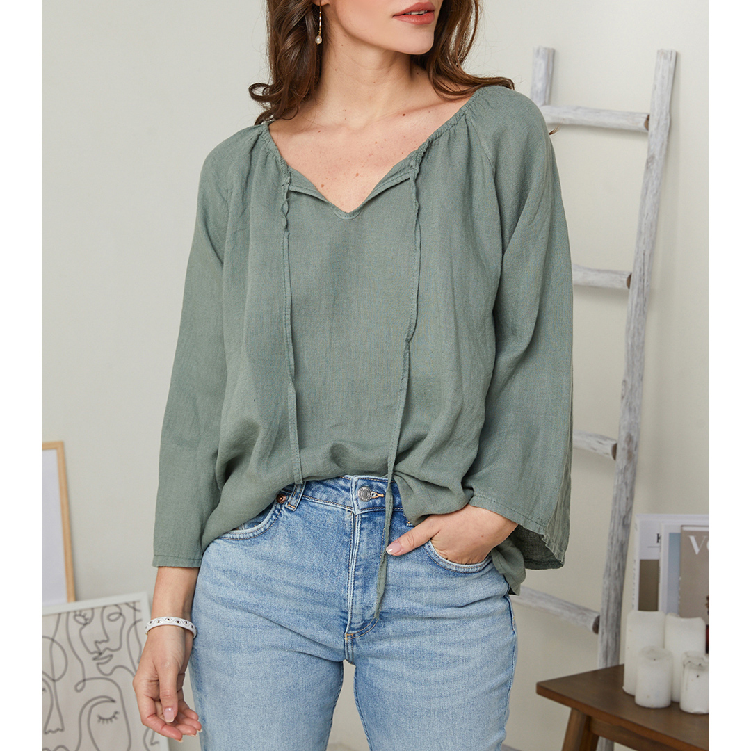 Green Linen top
