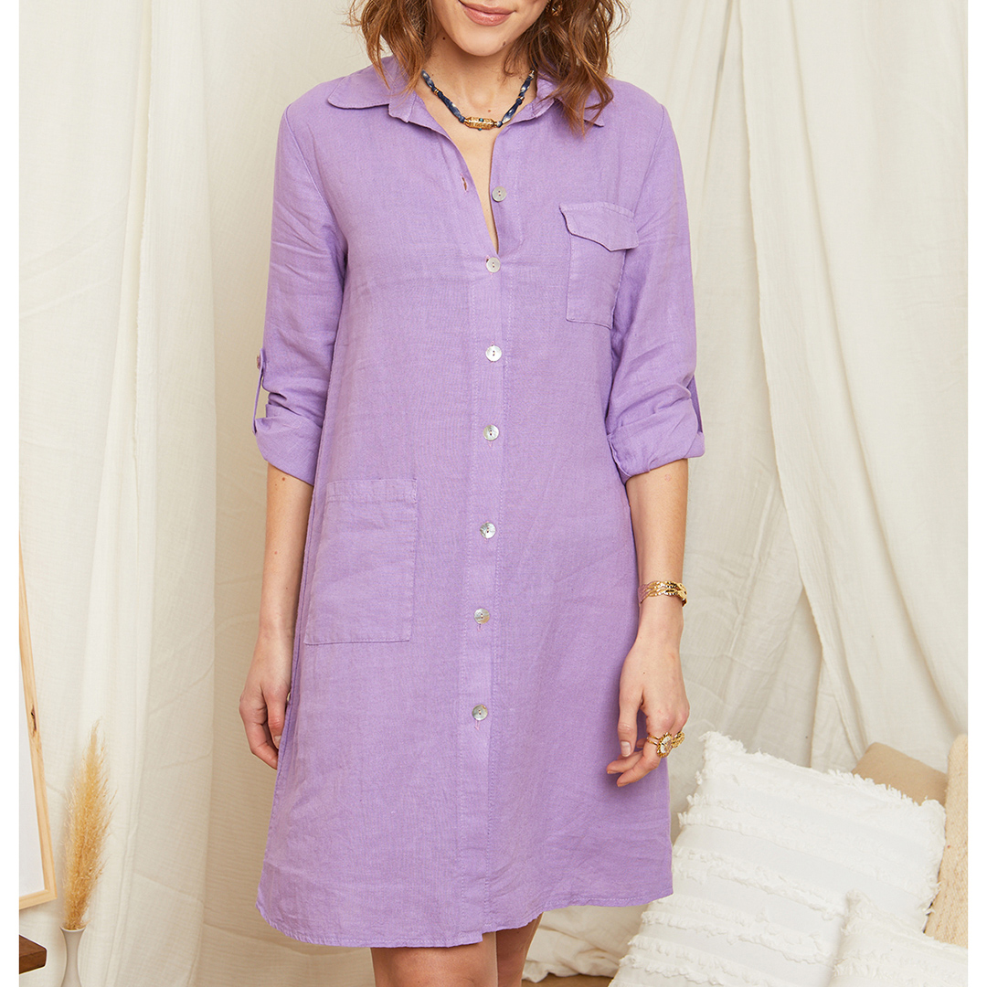 Lilac Linen Mini Dress