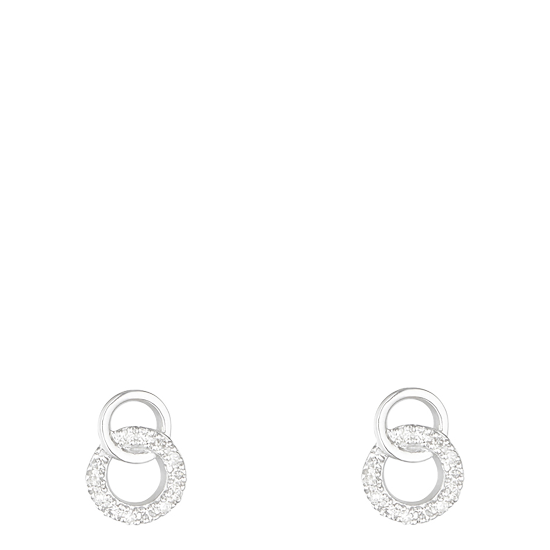 Silver Diamond Double Loop Earrings - Diamond And Co - Modalova