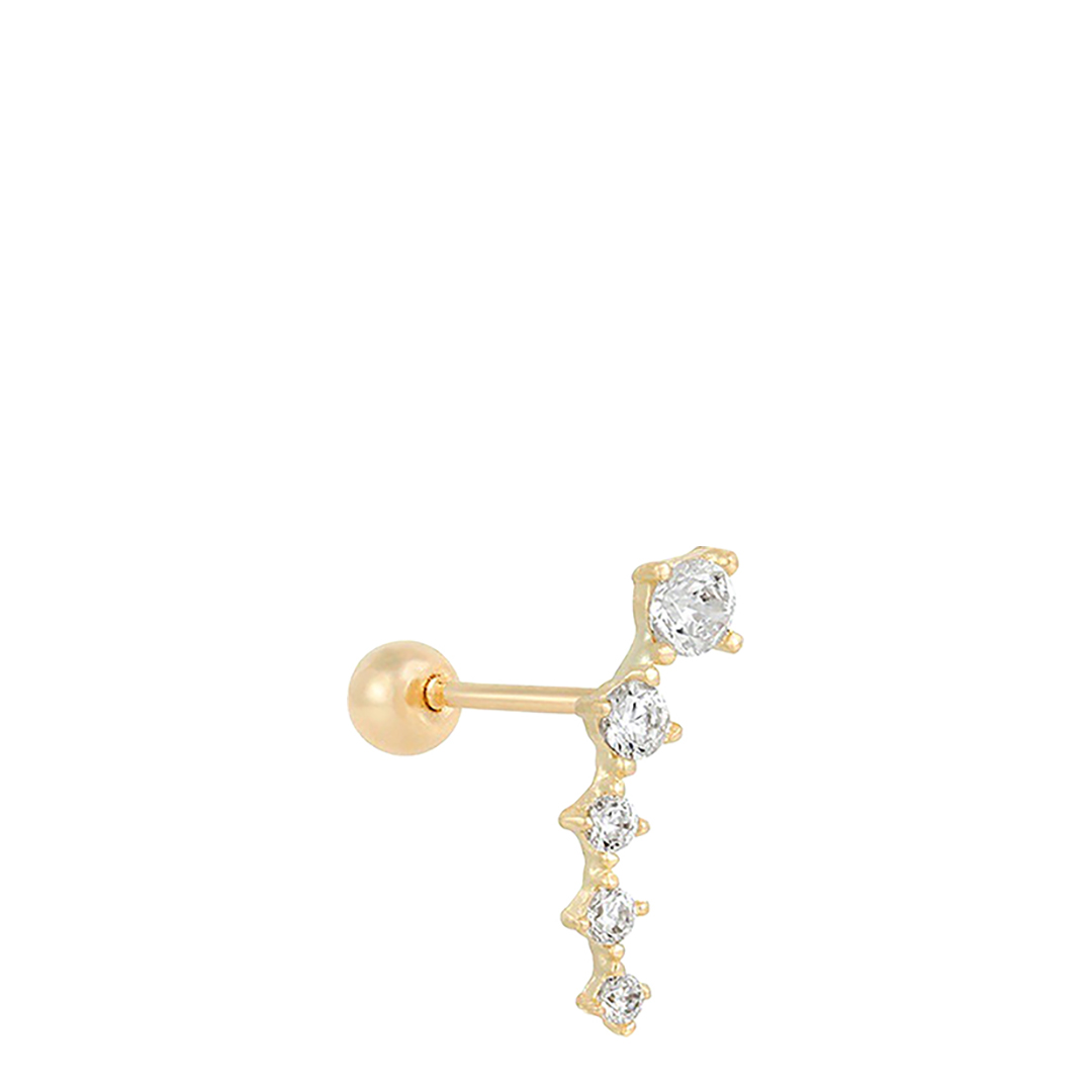 Gold Plated Curved Diamante Swarovski Crystal Earrings - Ma Petite Amie - Modalova