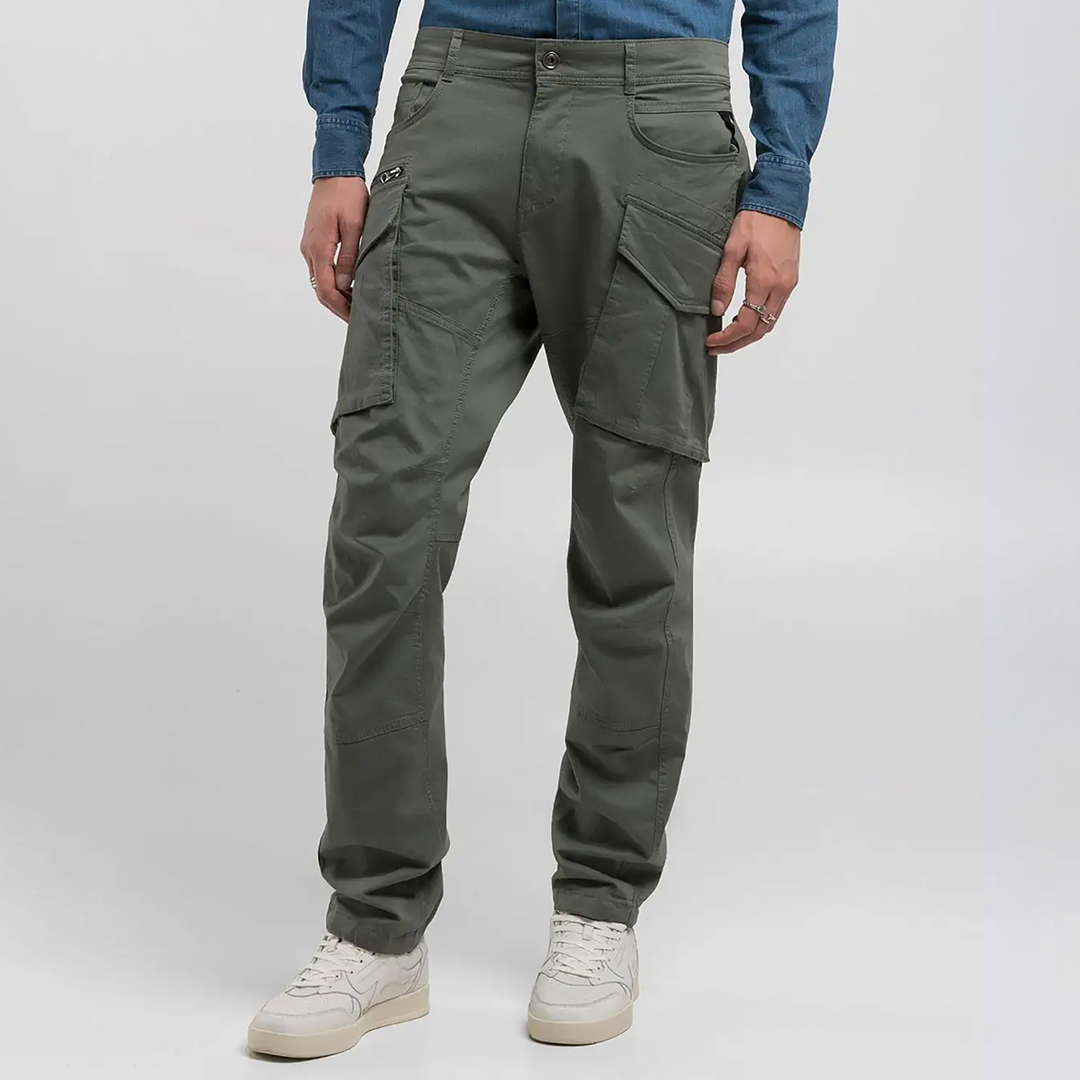 Replay Men's  Khaki Joe Cotton Blend Cargo Trousers in Size 36 32, BrandAlley