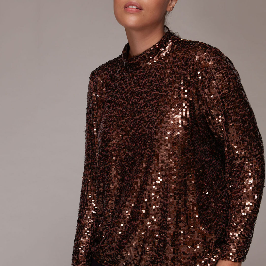 Chocolate High Neck Sequin Top