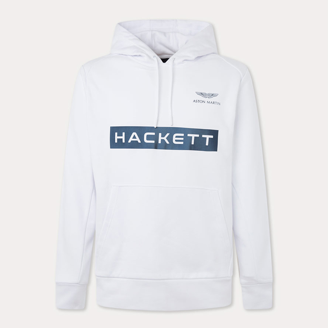 White AMR Logo Cotton Hoodie