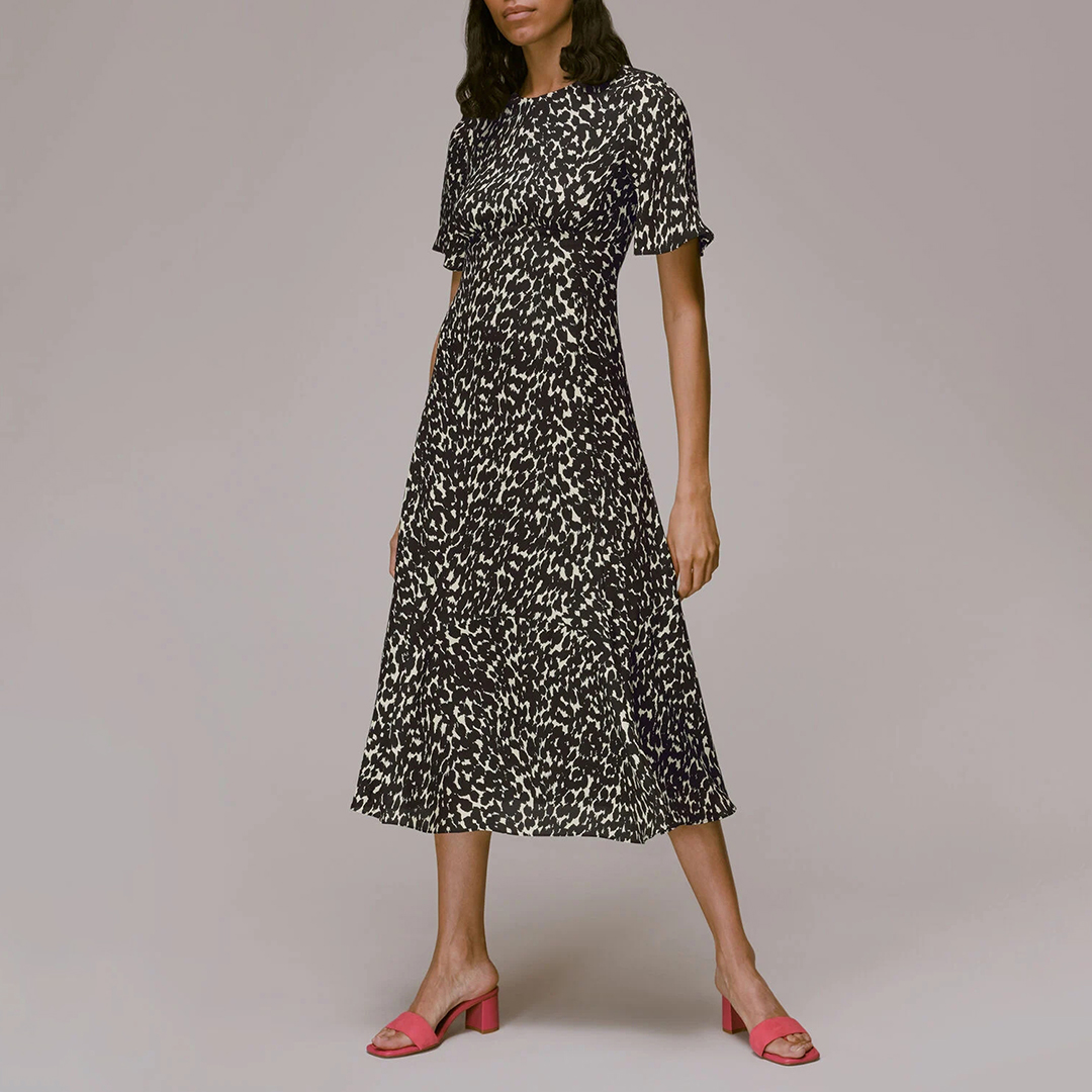 Black Alana Printed Midi Dress
