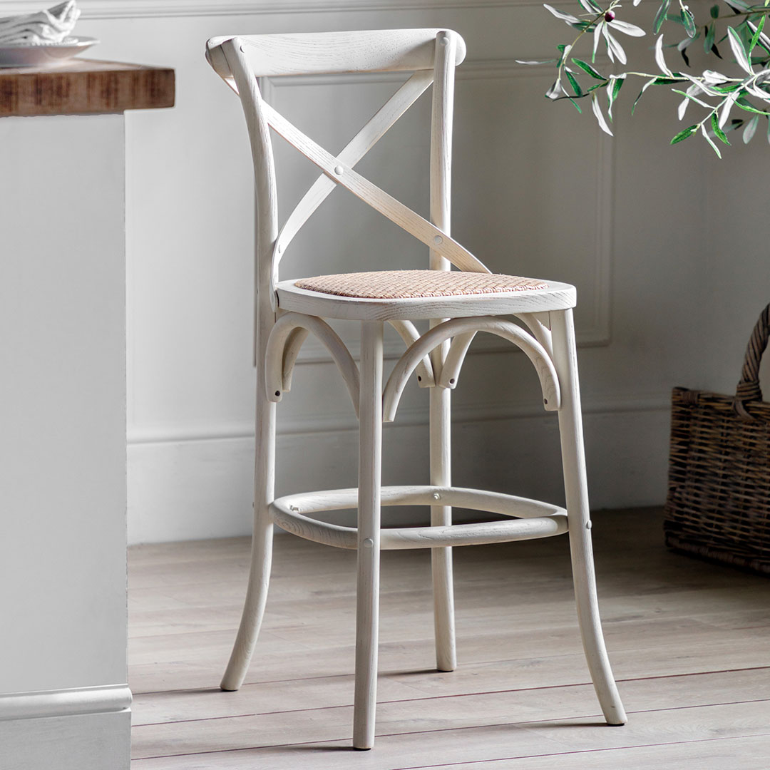 Gallery Living    White Agoura Stool /Rattan  in Size Set of 2, BrandAlley