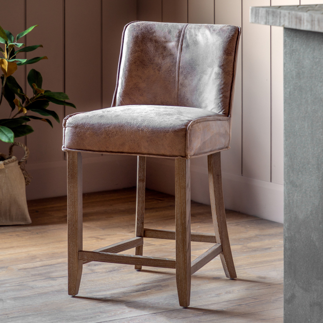 Gallery Living   Fallbrook Bar Stool Brown Leather  in Size Set of 2, BrandAlley